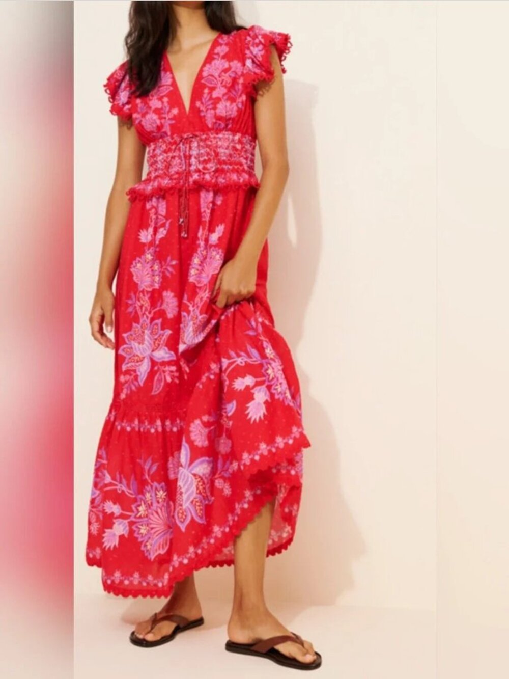 Farm Rio Maxi Cotton Smocked Waist Dress size M